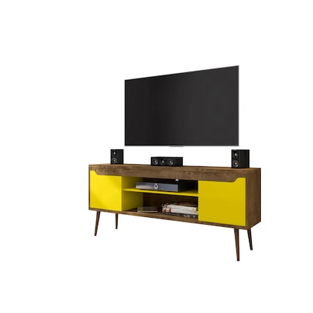 Bradley 62.99 TV Stand, Rustic Brown And Yellow